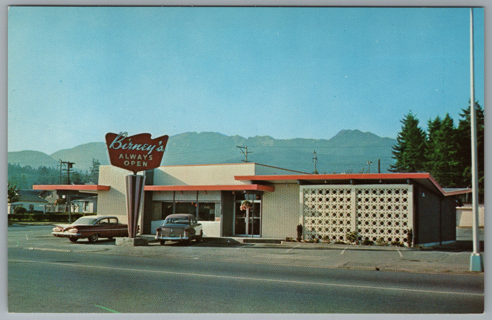Port Angeles Washington Birney's Restaurant & Drive In c1963 Postcard