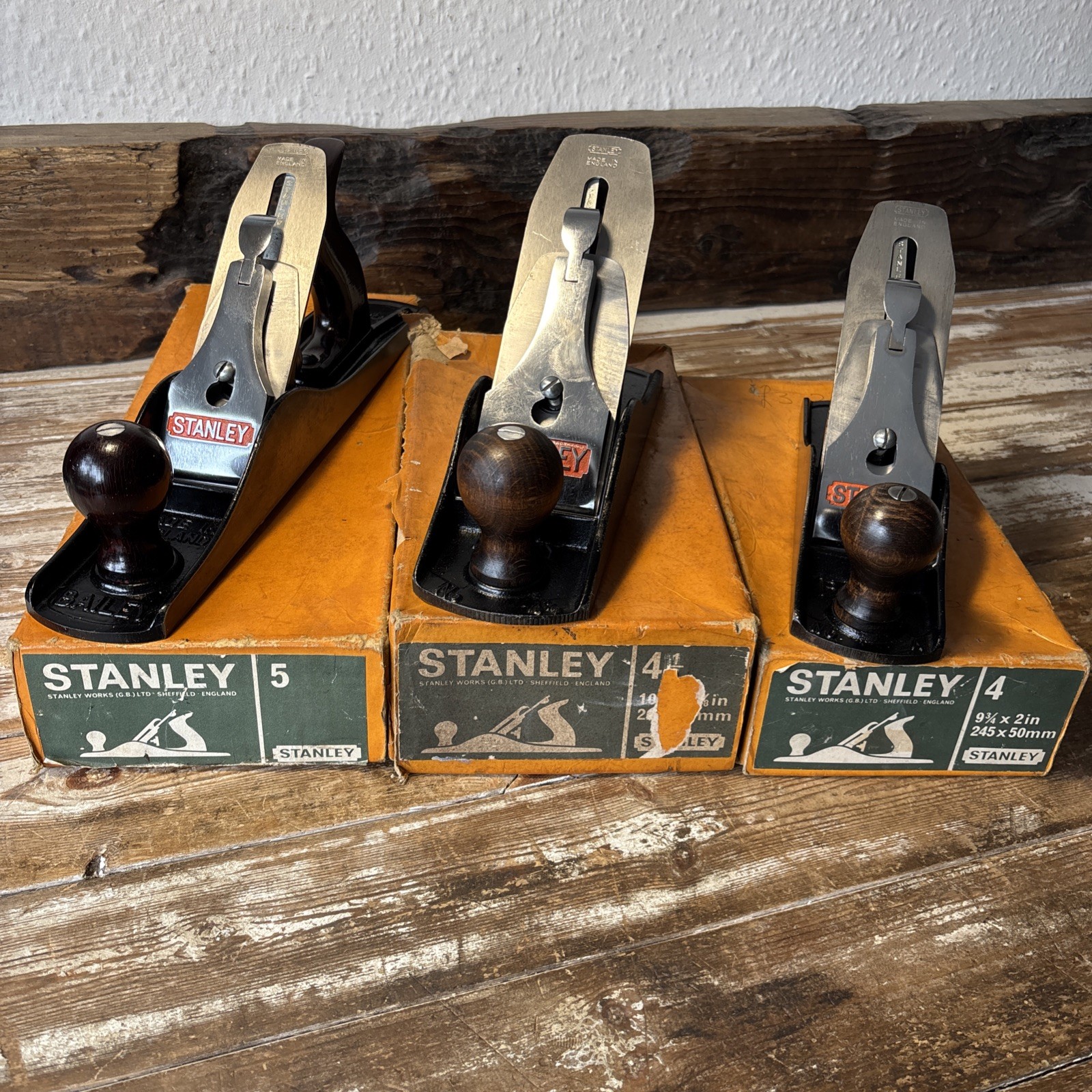 3 Vintage Stanley  planes  No 4, 4 1/2, & No 5  All in Original Boxes 