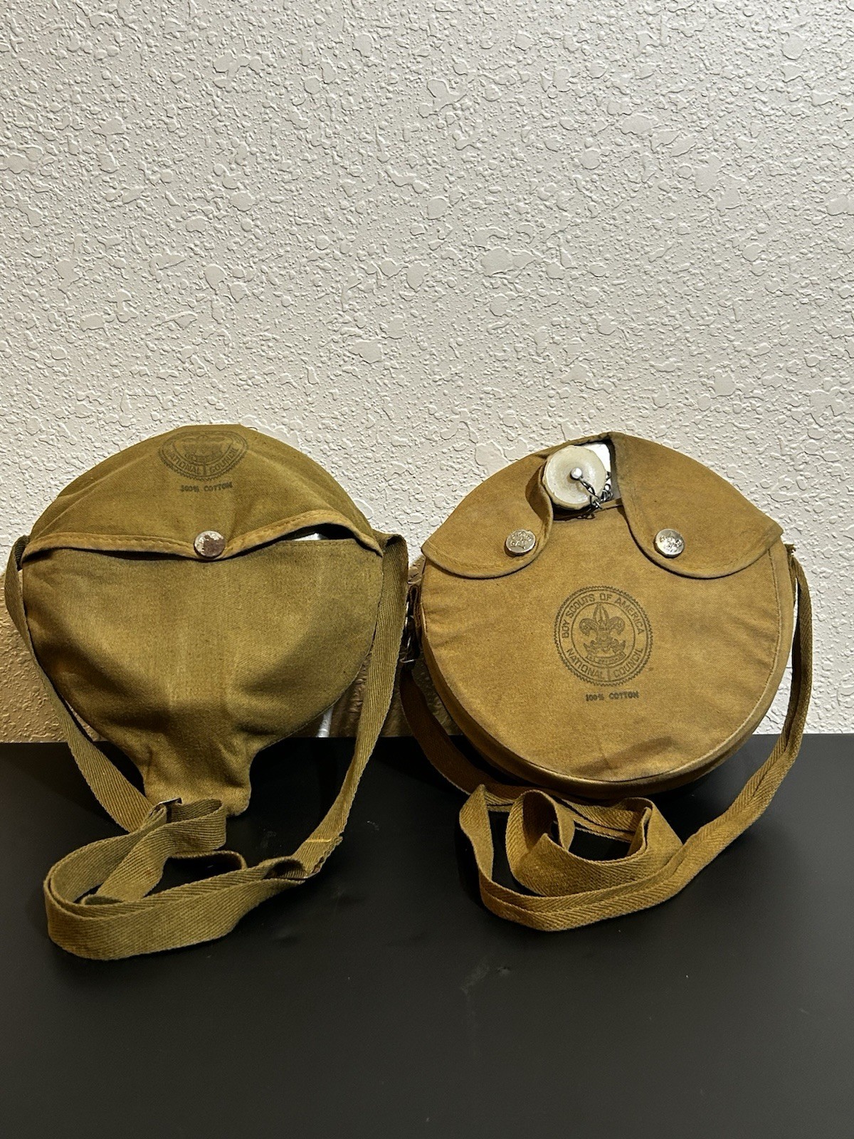Vintage Boy Scouts of America BSA Camping Lot Aluminum Mess Kit & Canvas Canteen
