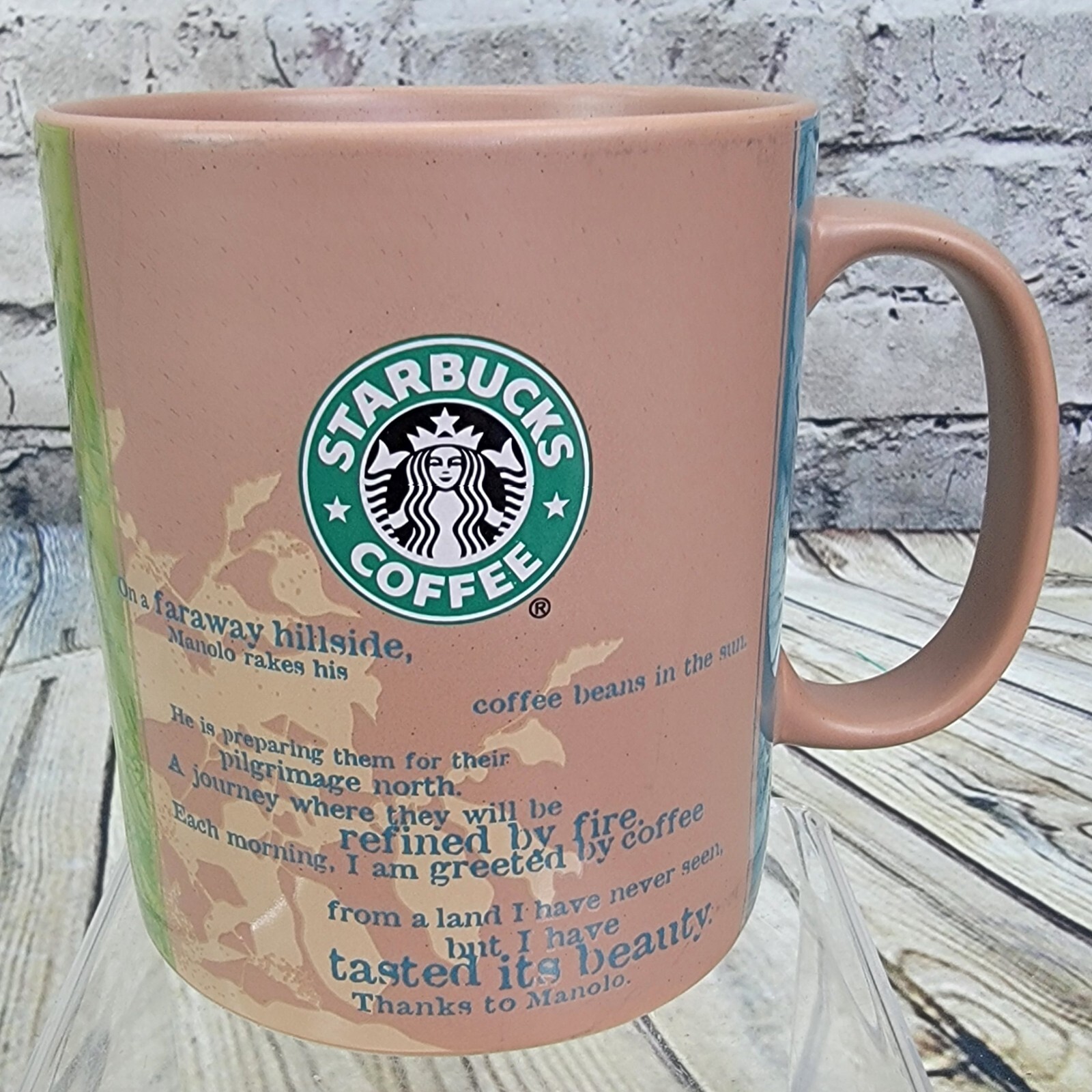 Starbucks Mug 2006 Bean Story Manolo 18 oz Ceramic Coffee Cup Collectible Rare