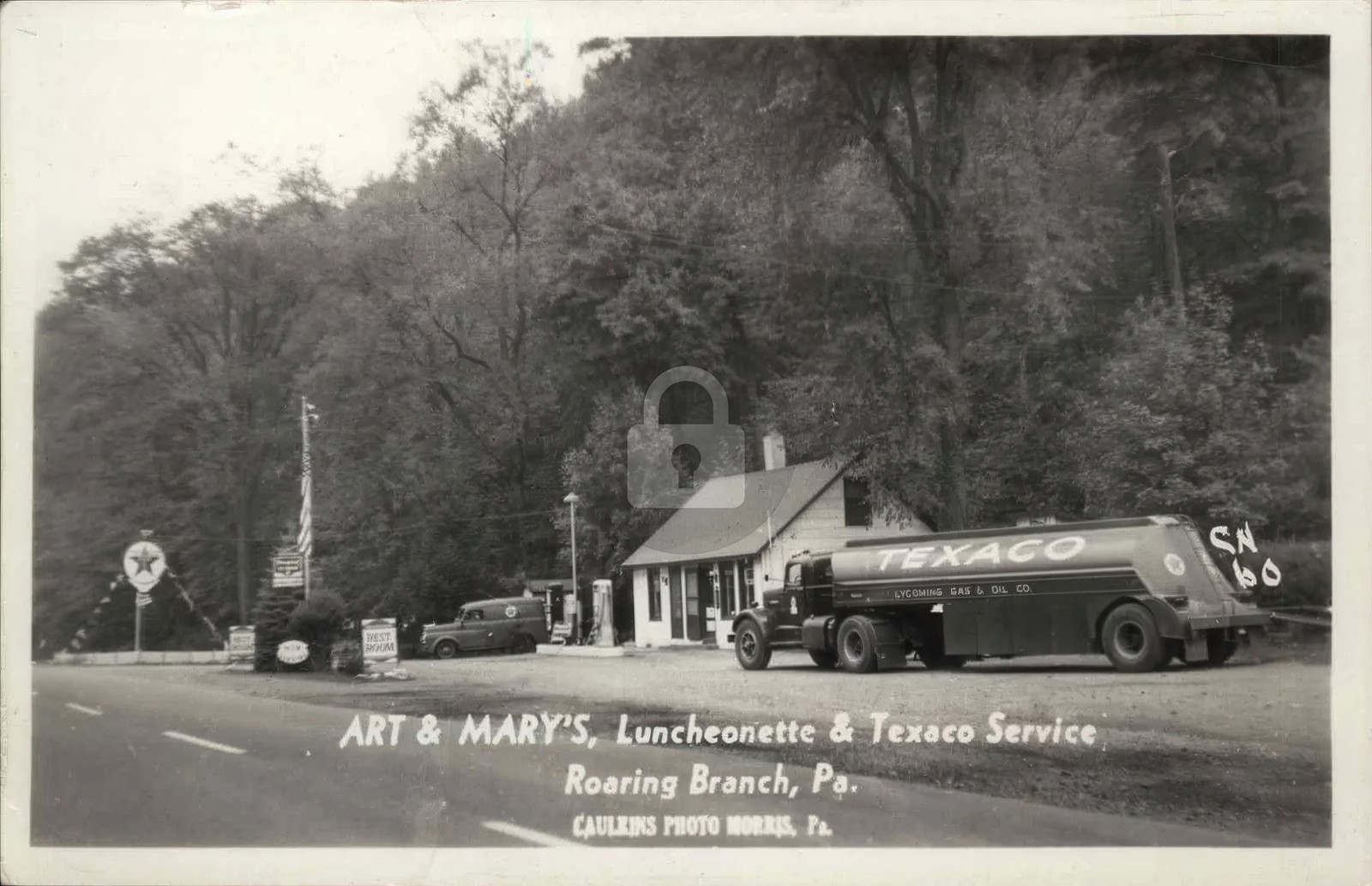 Roaring Branch PA Pennsylvania Art & Mary's Diner RPPC Photo Postcard COPY