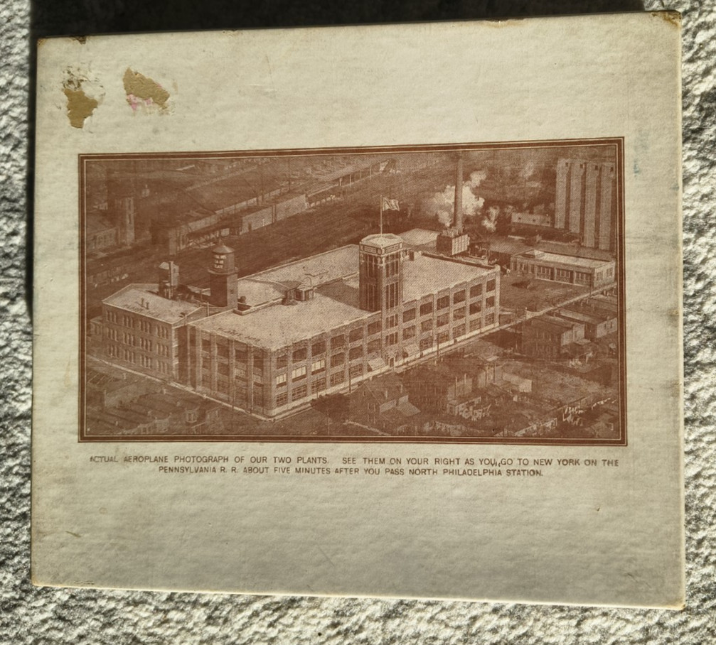 Vintage Early 5¢ Candy Box CHOCOLATE ALMONDS  BLUMENTHAL BROS. PA Factory Scene
