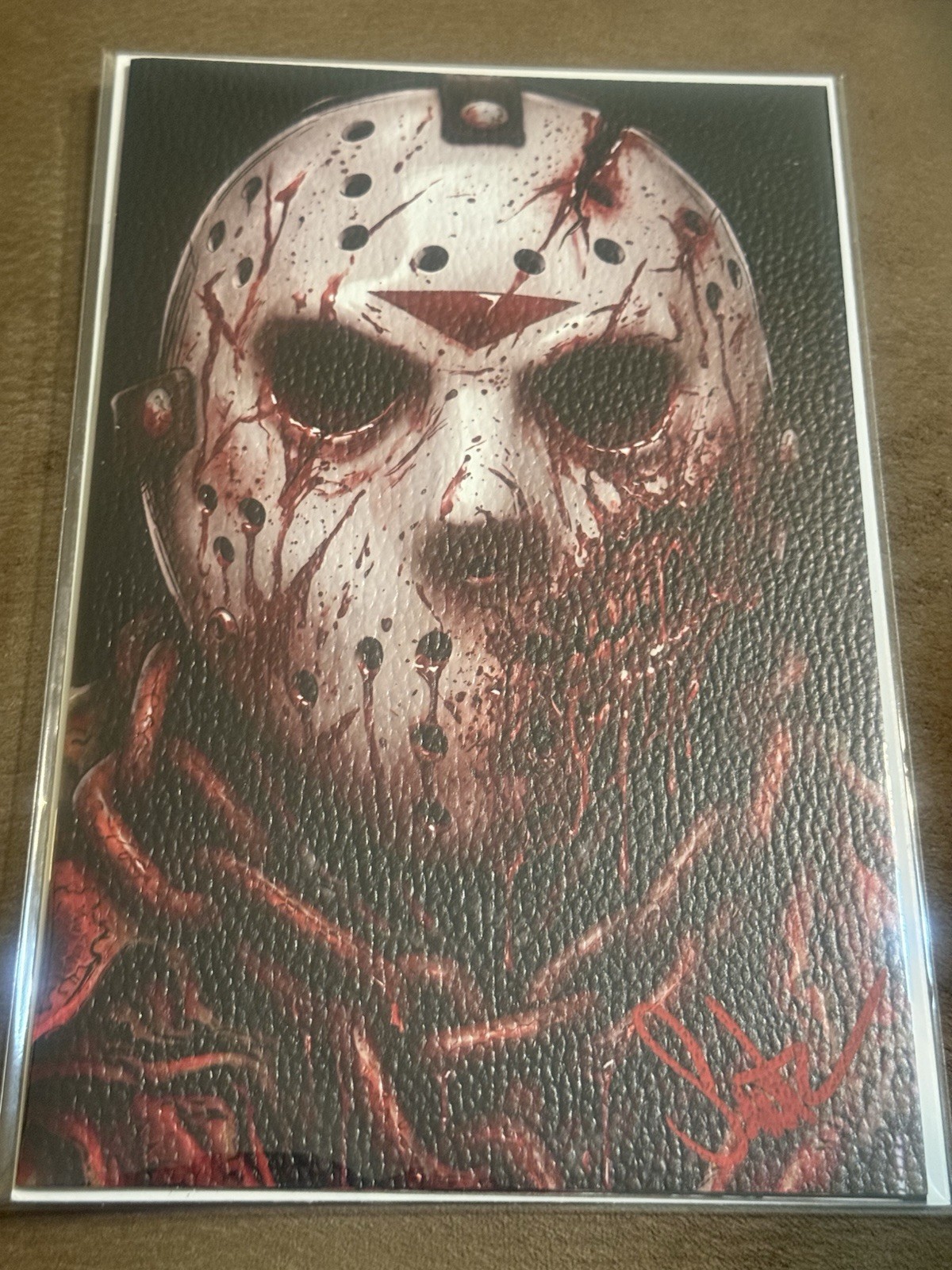 SURTUR signed Jason Voorhees mask Movie 1/5 LEATHER Friday The 13th Comic