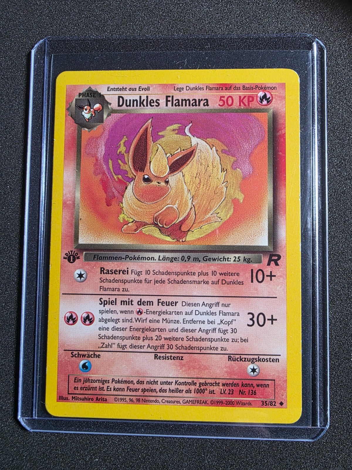 NM 2000 Pokemon Team Rocket 1st Edition Dark Flamara 35/82 German