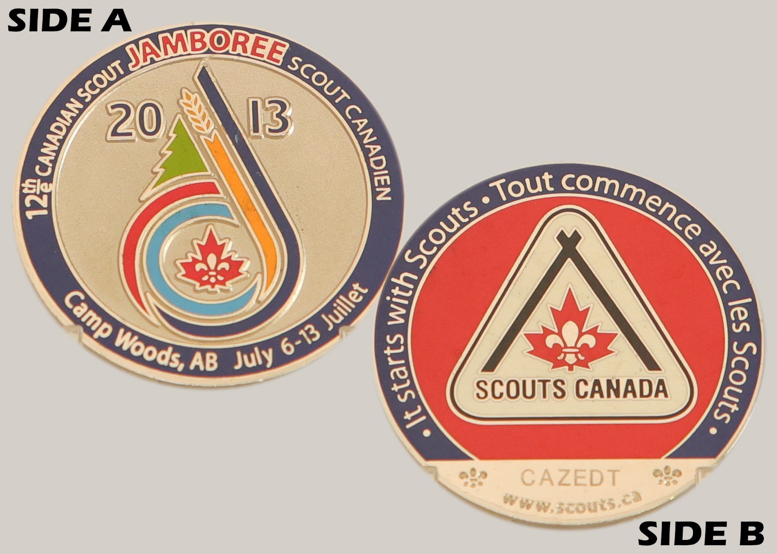 2013 Canadian Scout Jamboree Camp Woods AB Challenge Coin  M#3