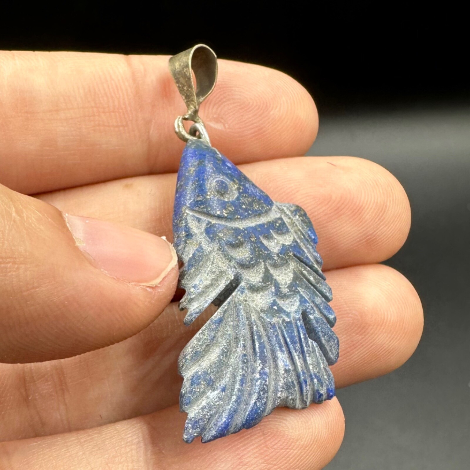 Beautiful unique Roman fish lapis stone amulet