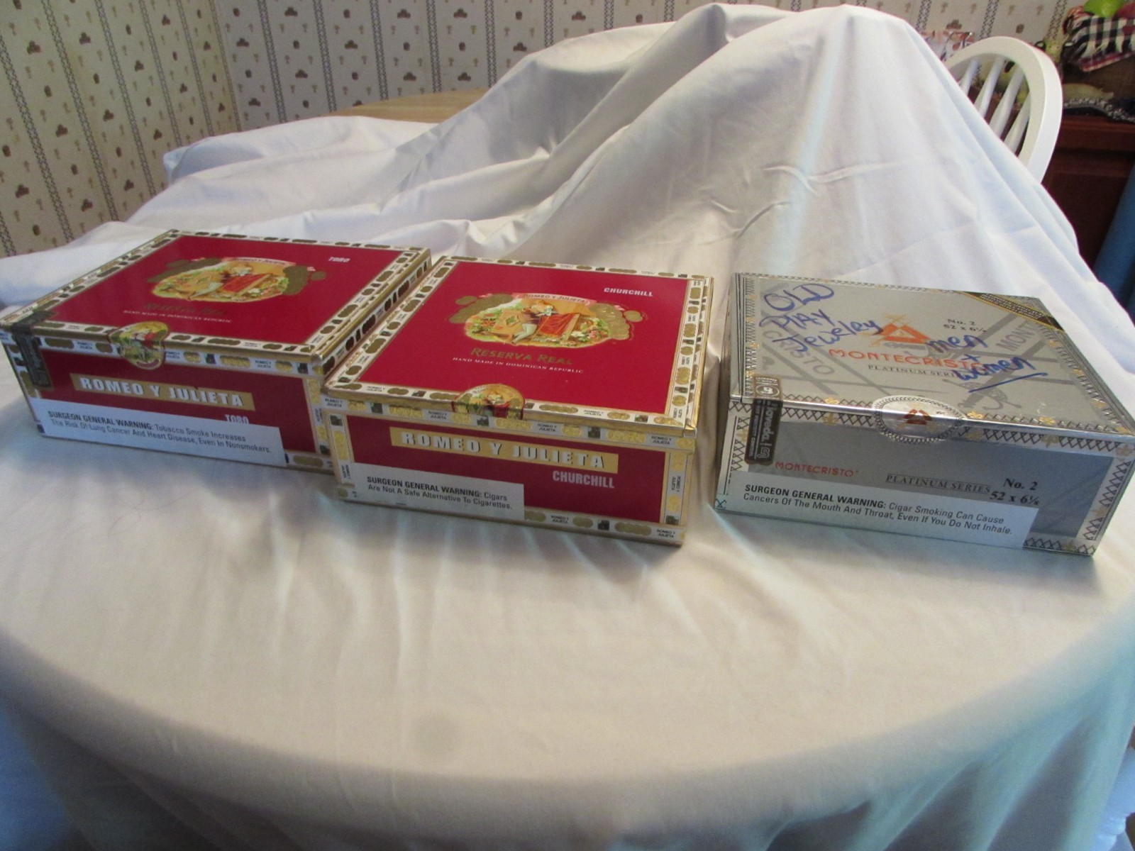Romeo Y Julieta Cigar Box Lot Montecristo Platinum - Vintage - Wood
