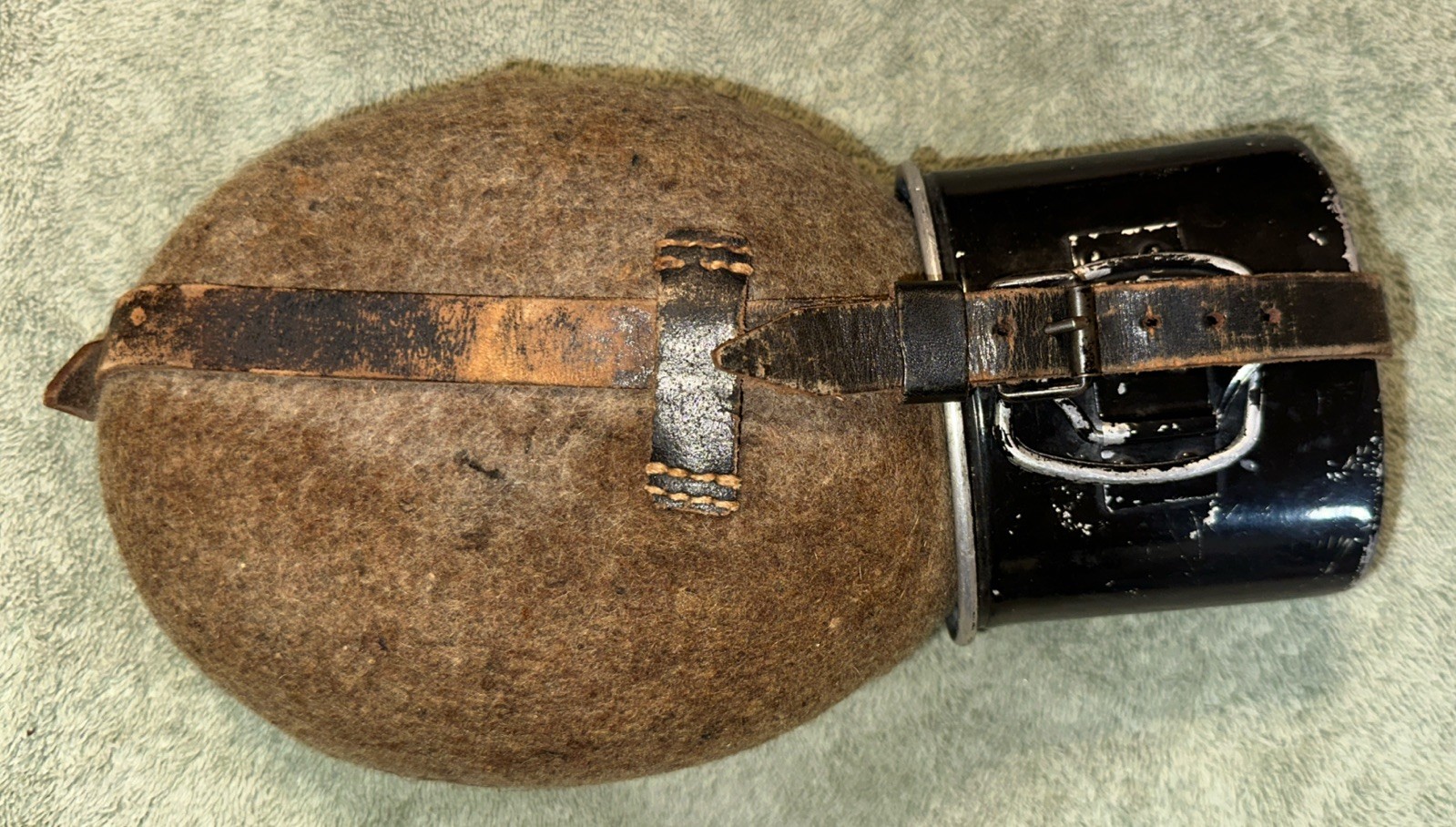 Vintage WWII German M31 Military Canteen RFI Aluminum w/Wool Cover