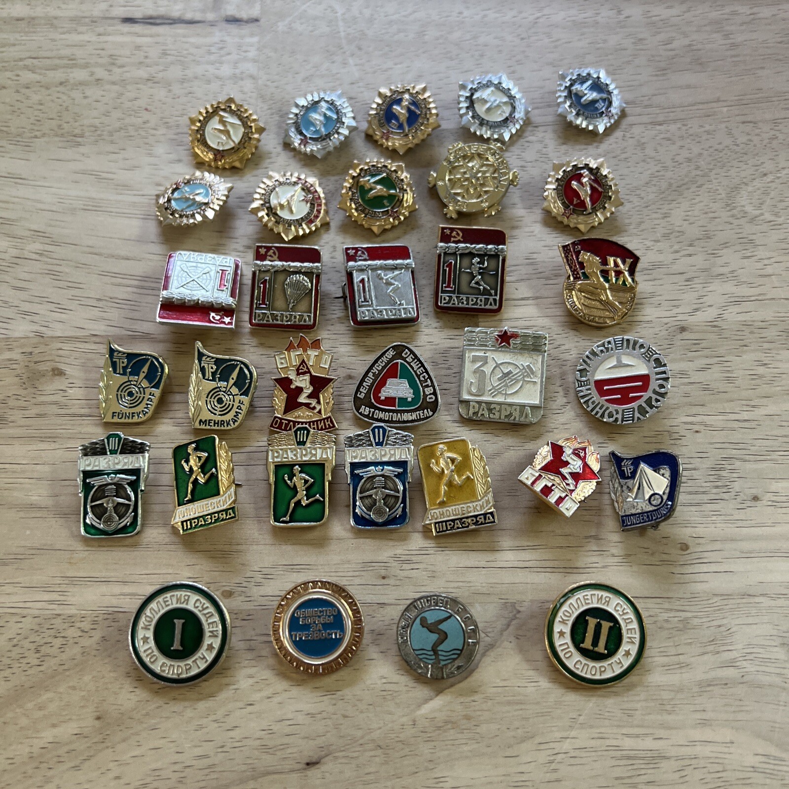 VINTAGE 32 USSR Russian Soviet Union Military Dress Pins  Sports Medals.