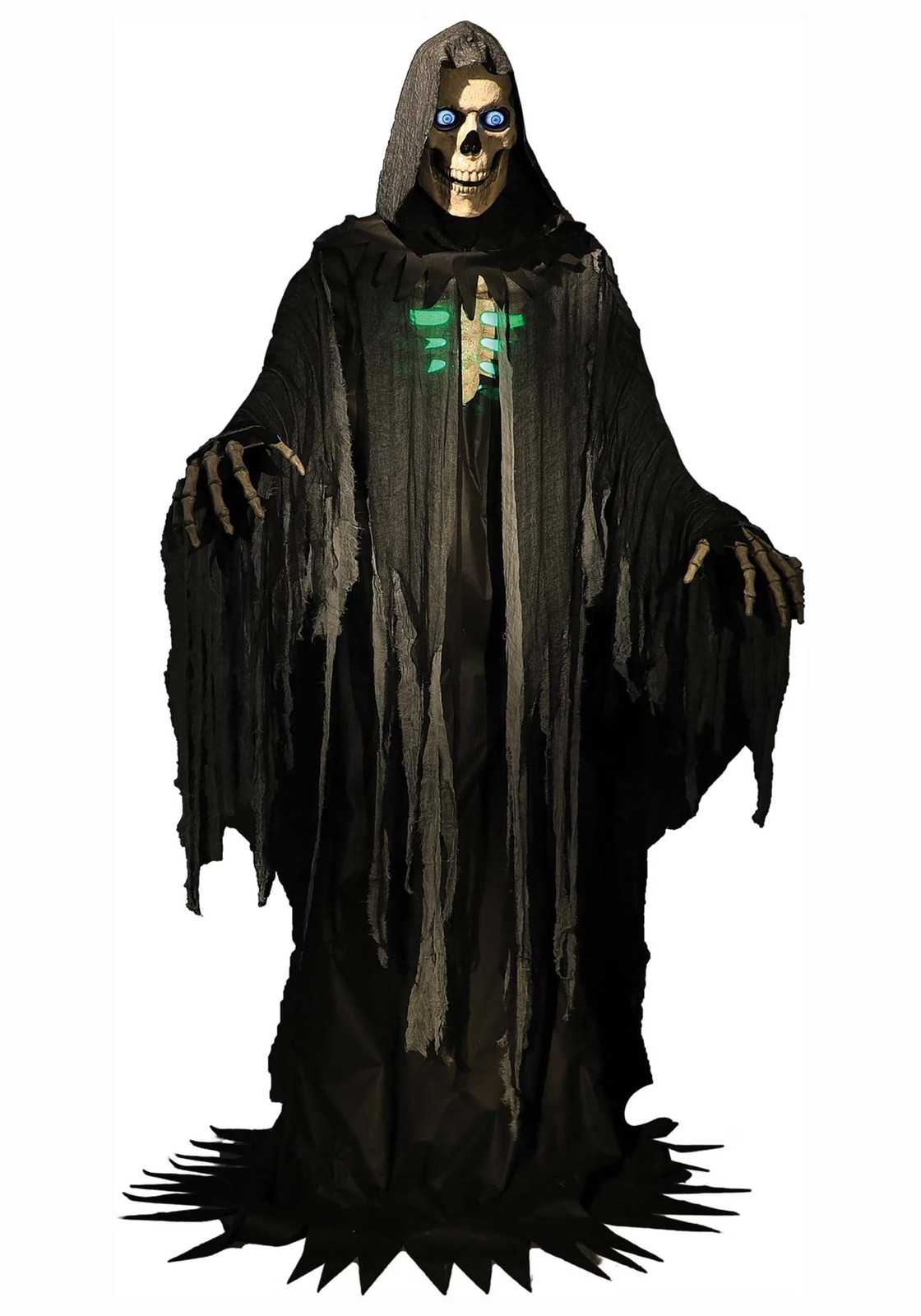 Animated Grim Reaper 10 Ft Black Halloween Life Size Haunted House Decoration