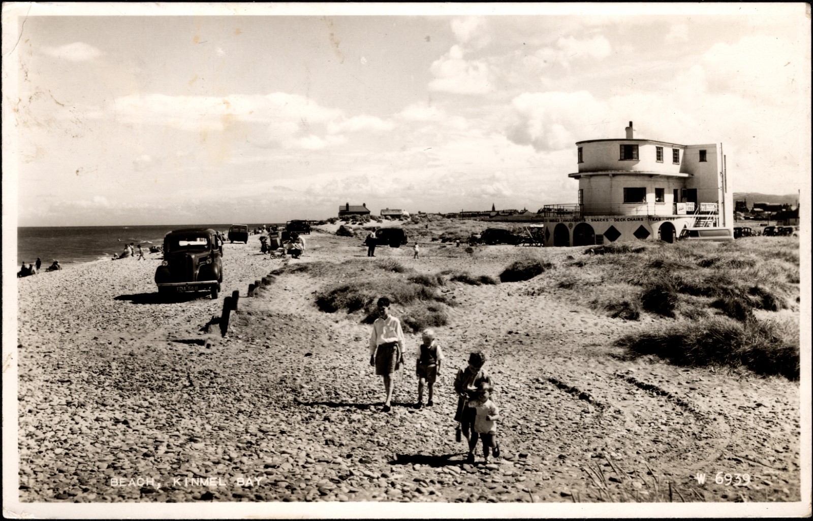 Beach Kinmel Bay North Wales Valentine RPPC 1960