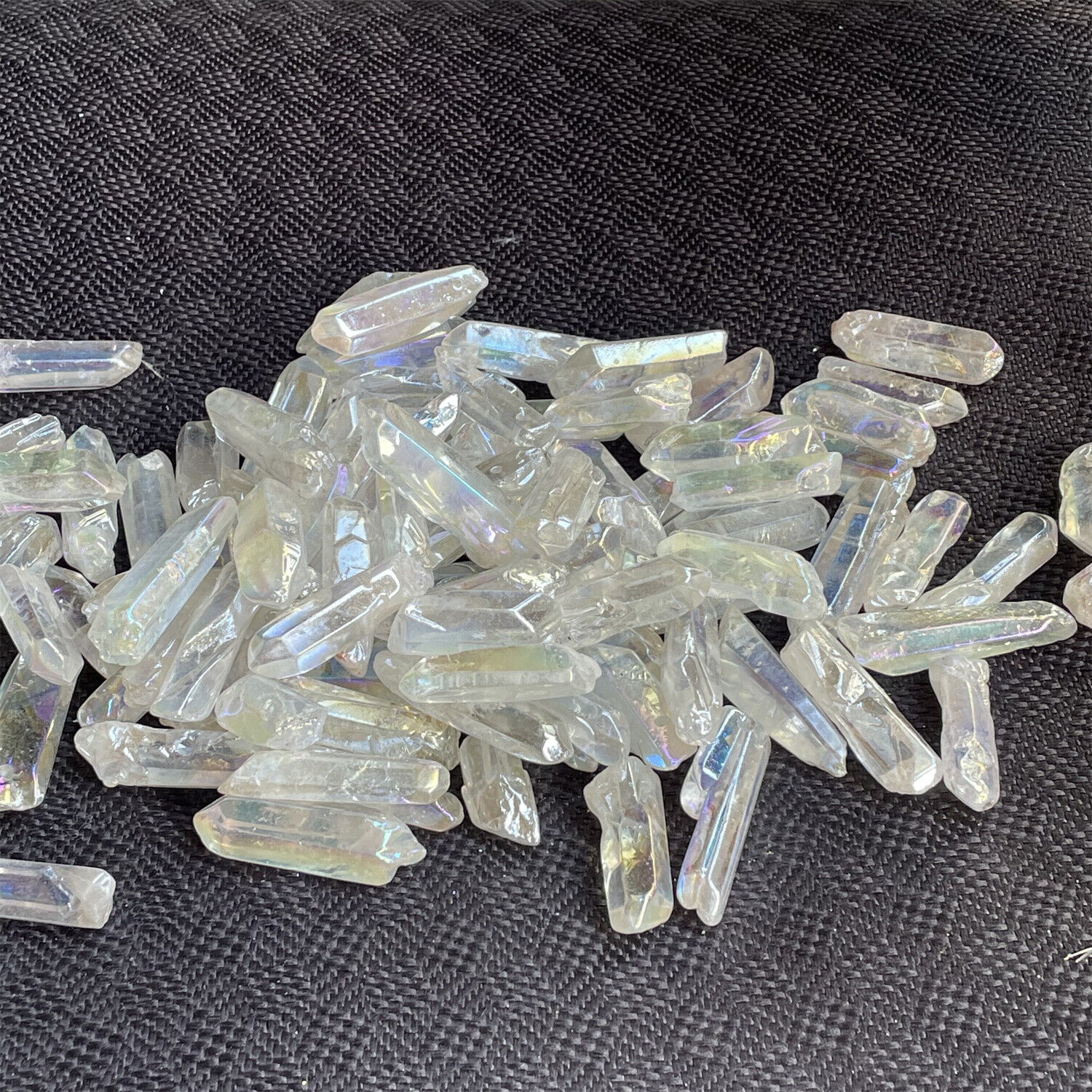 100G colours titanium rainbow aura lemurian quartz crystal 10-11pcs