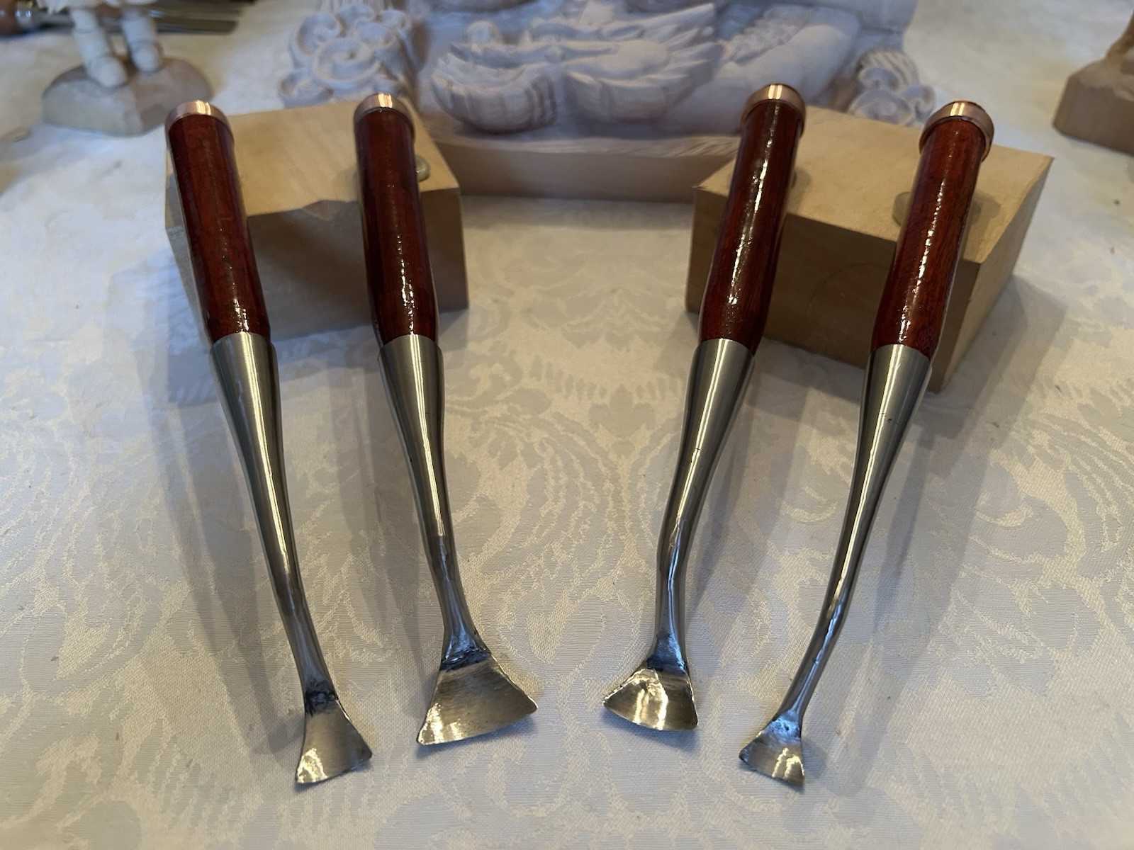 4 Dog Leg 45° Bent Fishtail Spoon Gouge Set # 7 / 30mm 25mm 20mm 15mm W/case 4 Dog Leg 45° Bent Fishtail Spoon Gouge Set # 7 / 30mm 25mm 20mm 15mm W/case