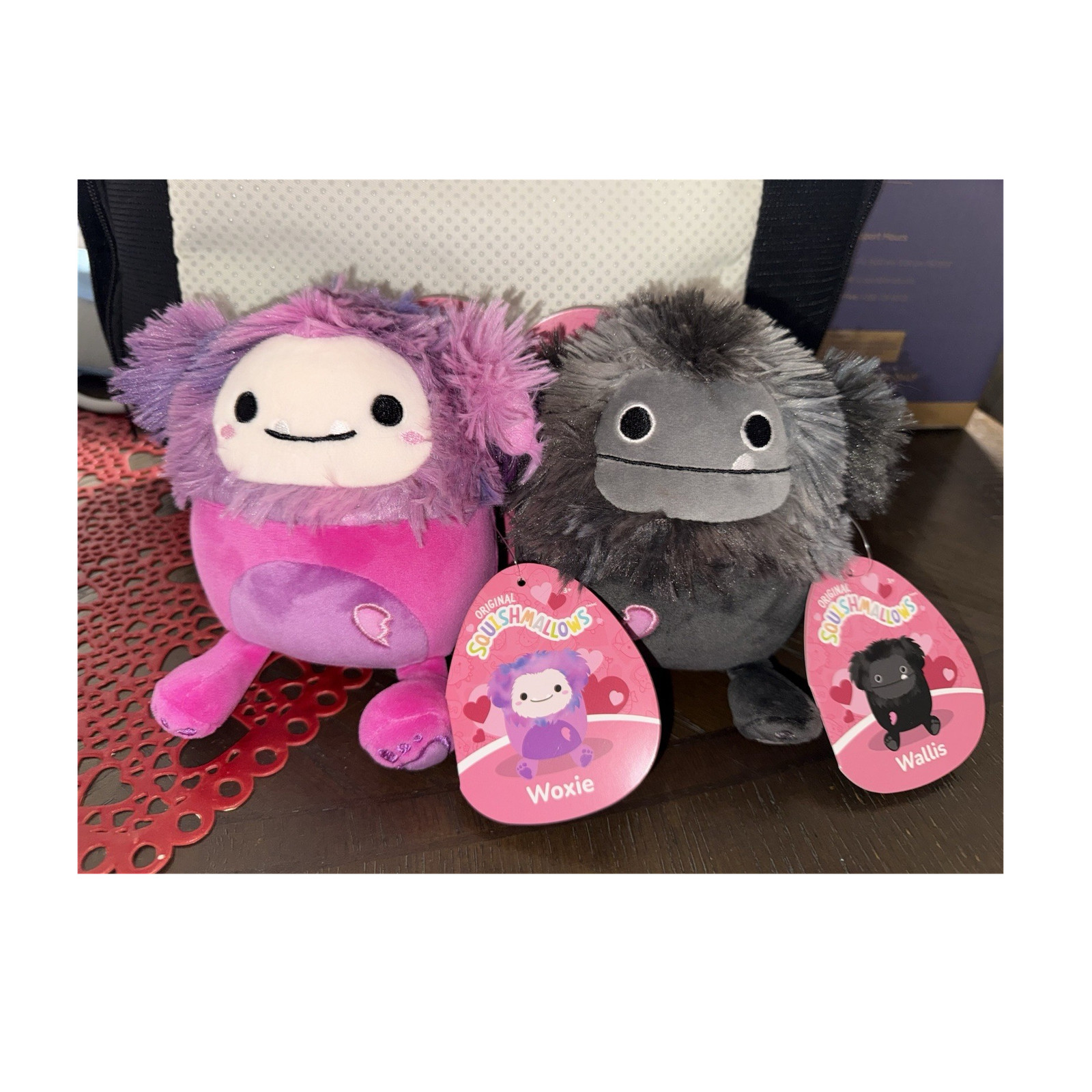 Squishmallows Woxie & Wallis Plush Lot of 2 Pink/Purple Gray/Black w/ Tags