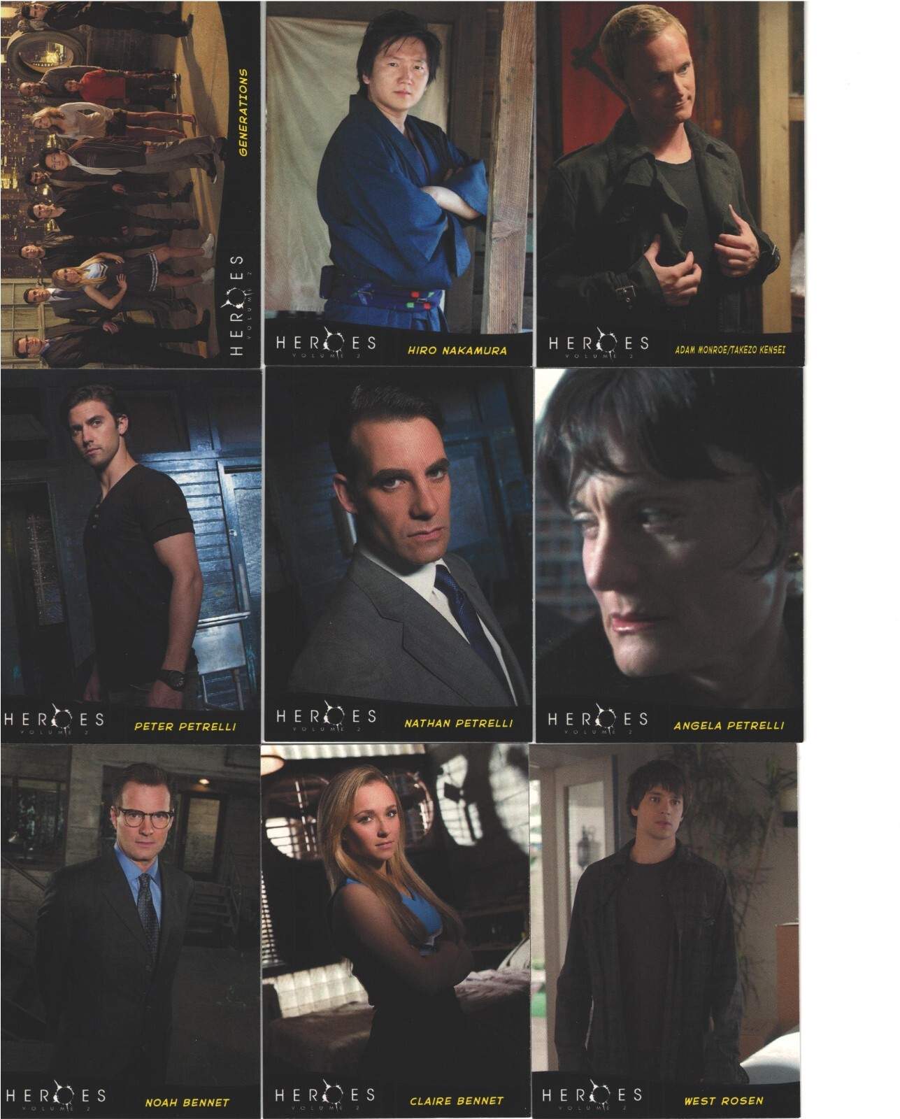 2008 Heroes: Volume 2 Trading Card Set 1-90 + Promo Set 1-10 Milo Ventimiglia