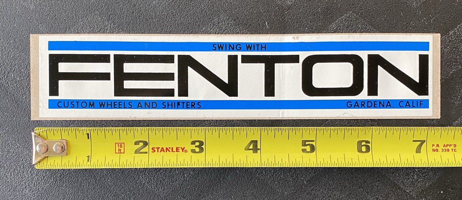 Fenton Custom Wheels & Shifters - Original Vintage 1970's Racing Decal/Sticker