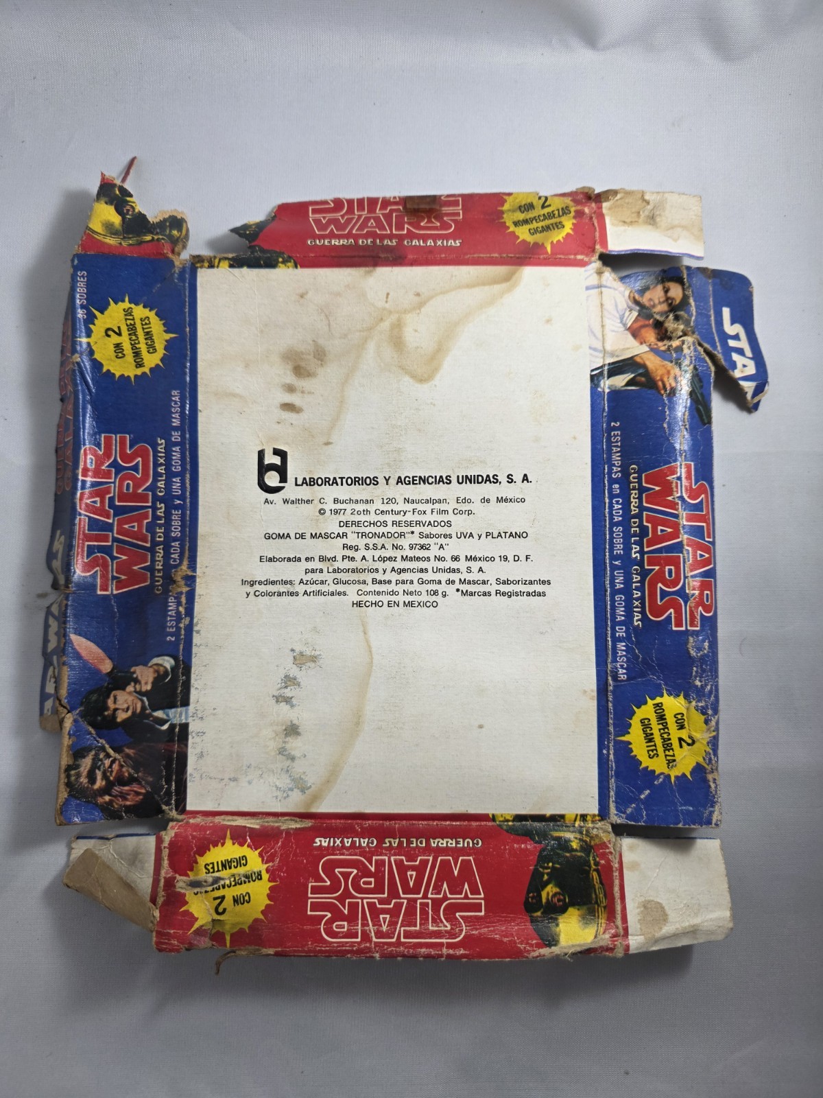 Vintage 1977 Star Wars Guerra De Las Galaxias Mexico Empty Display Box **READ**