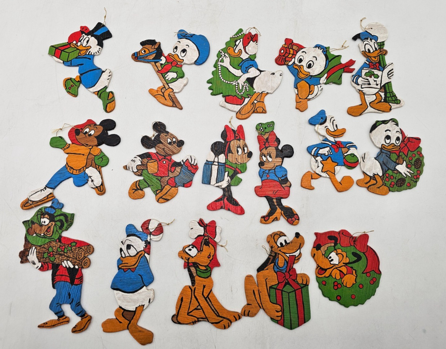 Lot of 16 Vintage 70’s Disney Two-Sided Hand Painted Wooden Christmas Ornaments Lot of 16 Vintage 70’s Disney Two-Sided Hand Painted Wooden Christmas Ornaments