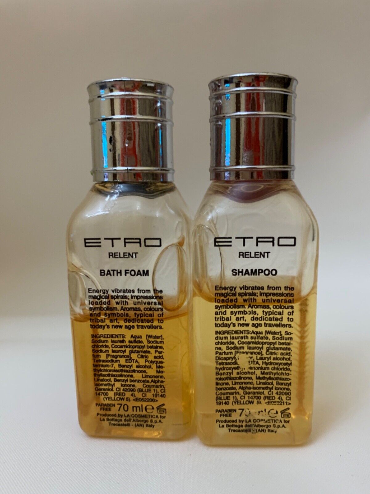Etro Relent * Shampoo  37 ml left & Bath foam 36 ml left *  travel size 