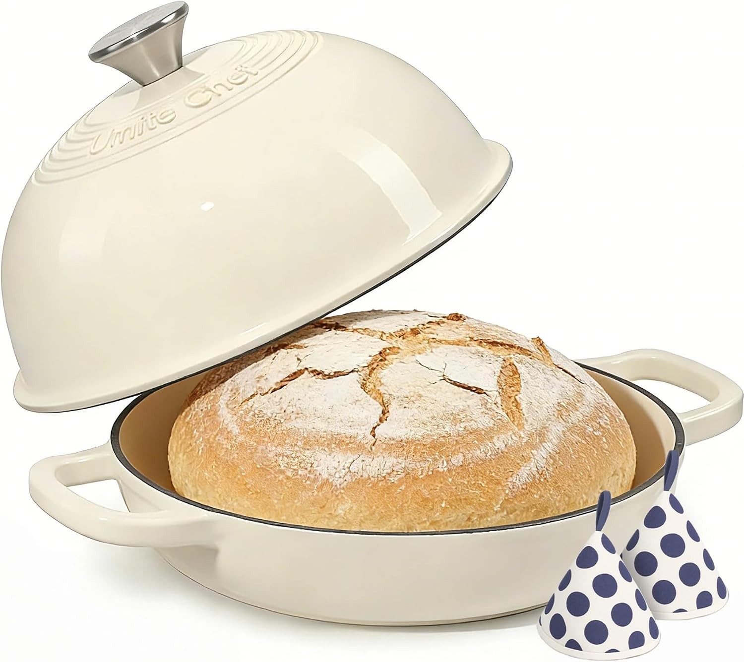 6 Quart Enameled Cast Iron Dutch Oven for Sourdough Bread Le Creuset with Du...