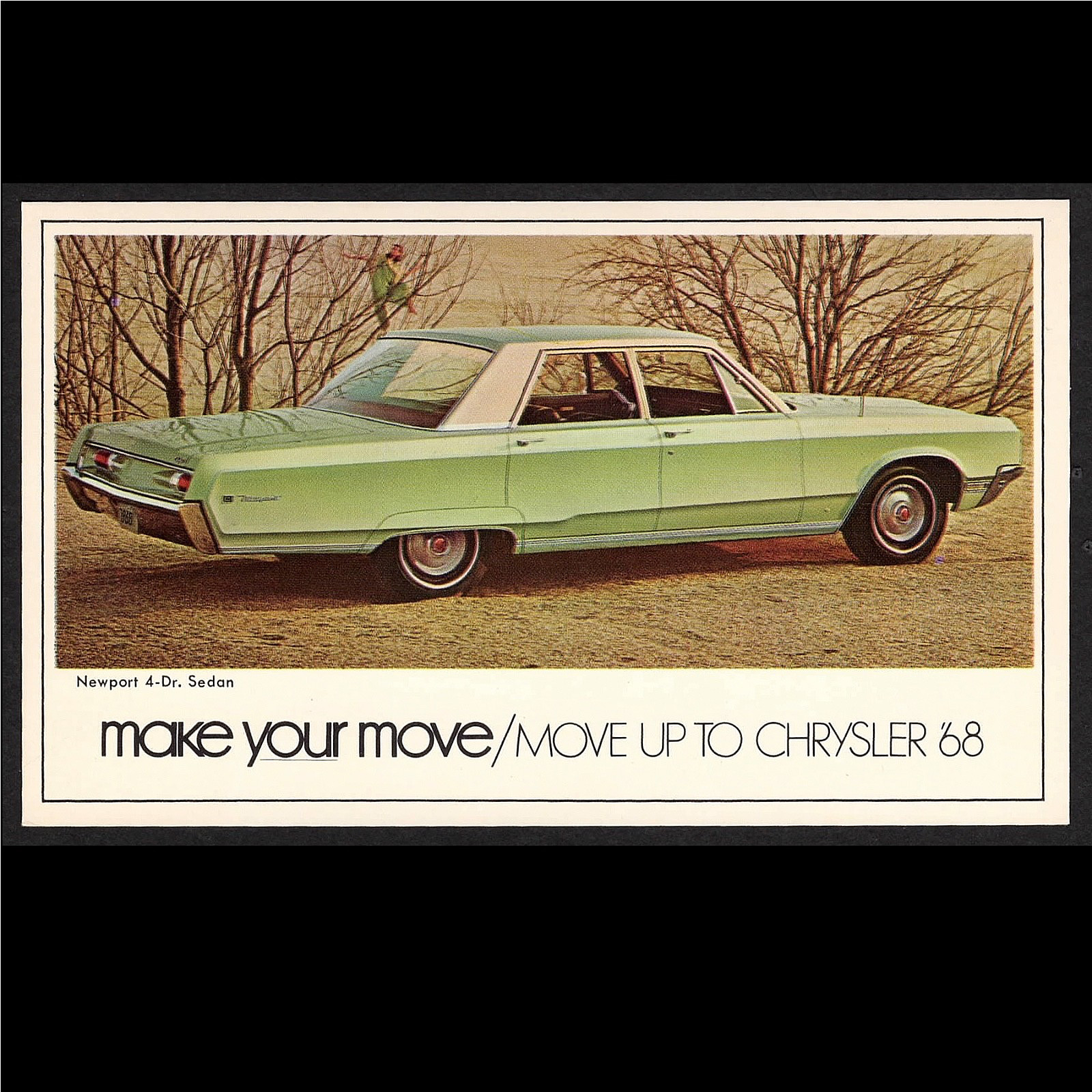 1968 Chrysler Newport 4-Door Sedan: Dealer Promotional POSTCARD Unused VG+/Ex