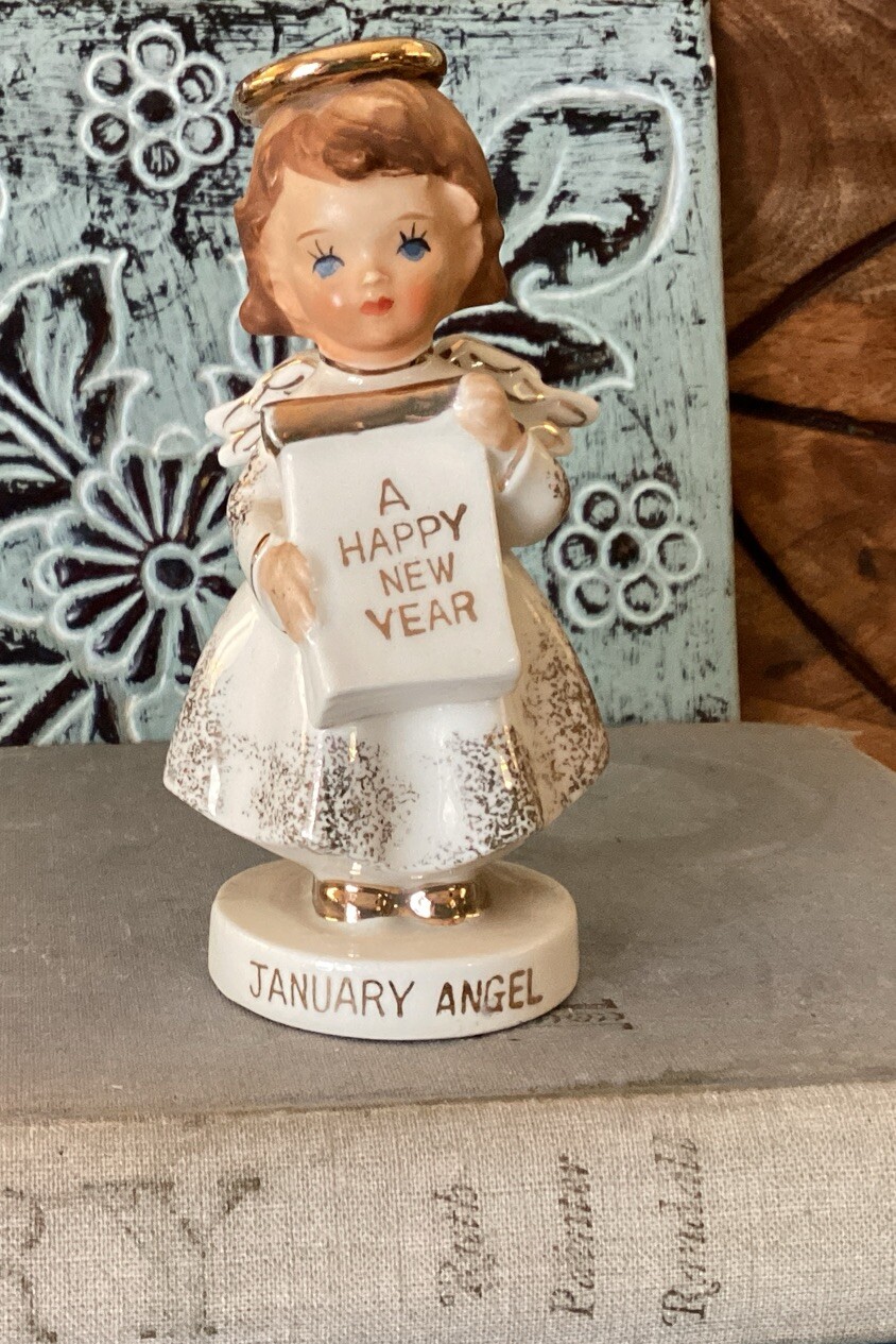 Vintage Basilica January Angel  A Happy Near Year Mid Mod 1960’s Figurine Rare