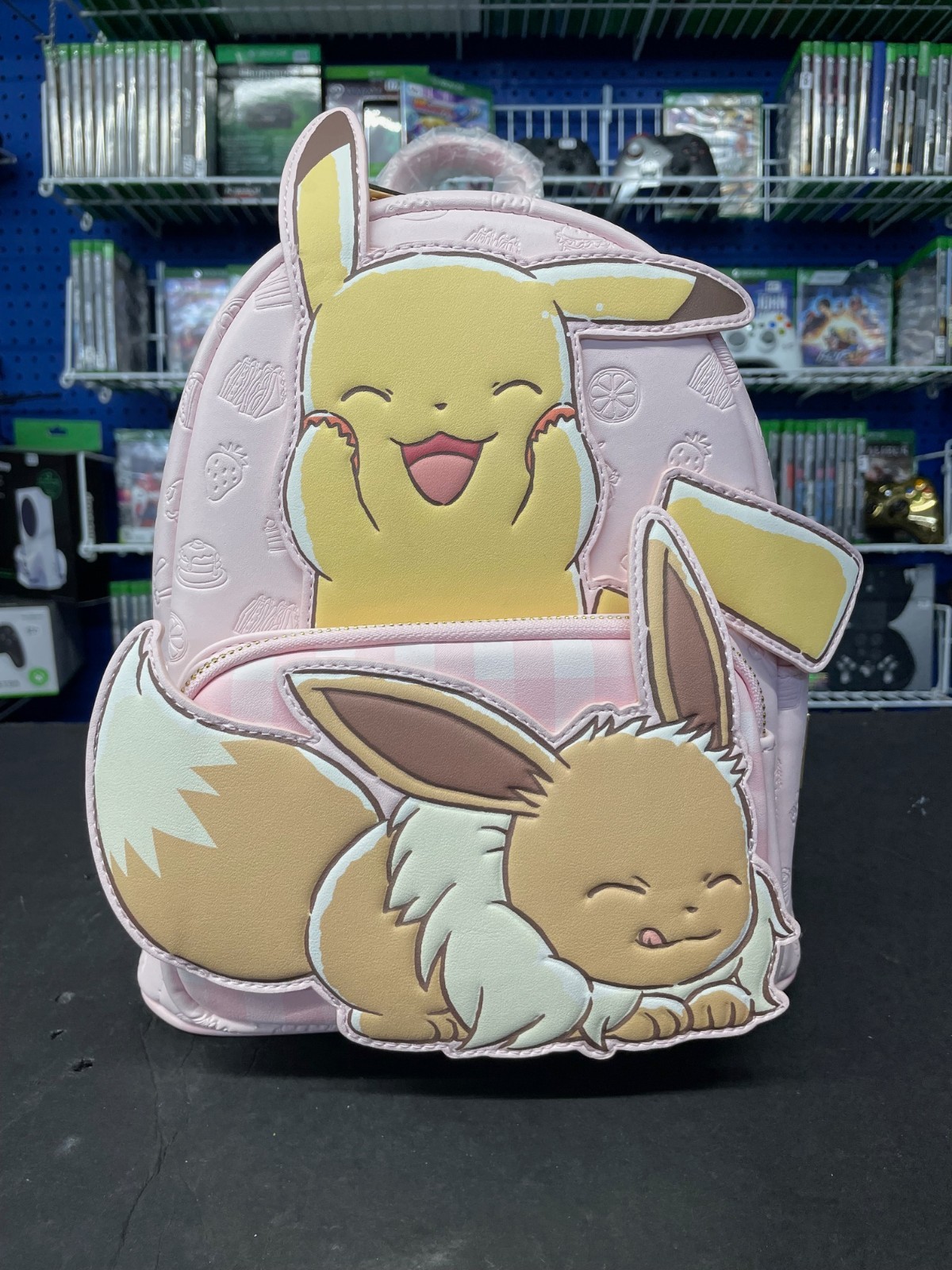 NEW WITH TAGS Loungefly Pokémon Pikachu & Eevee Pink Mini Backpack