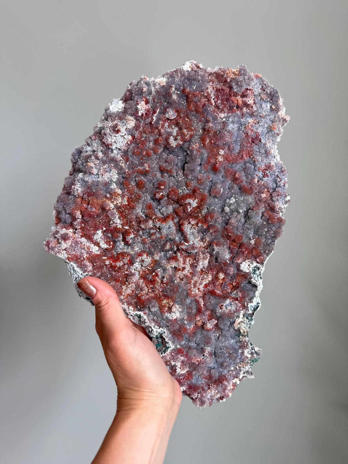 Raw Amethyst Flower Crystal Cluster Rainbow Galaxy Natural Red Hematite A6