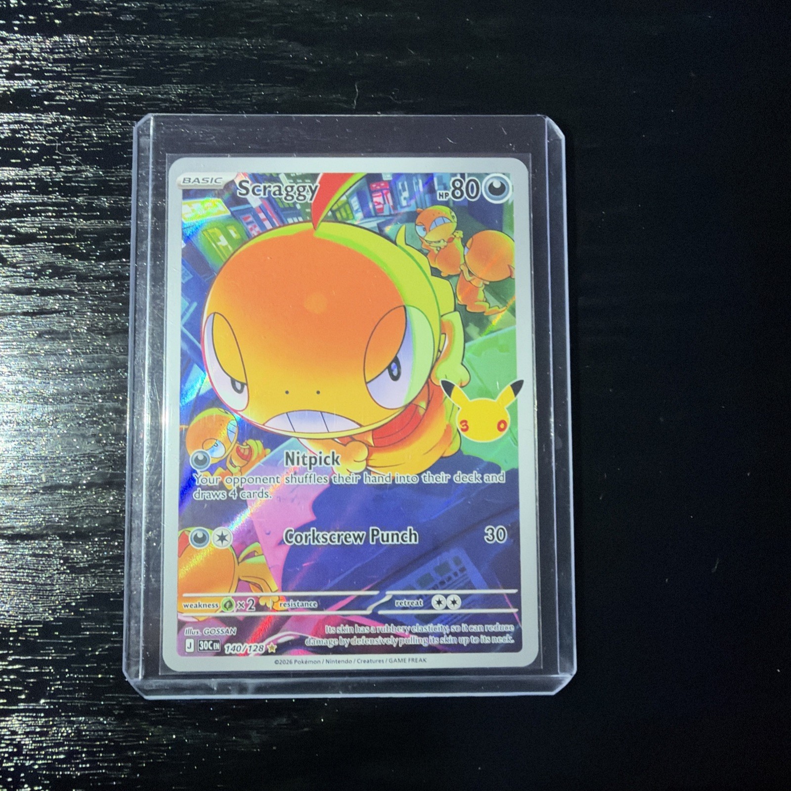 140/128 Scraggy : Illustration Rare Card : ME05.5 30th Celebration : Pokemon TCG