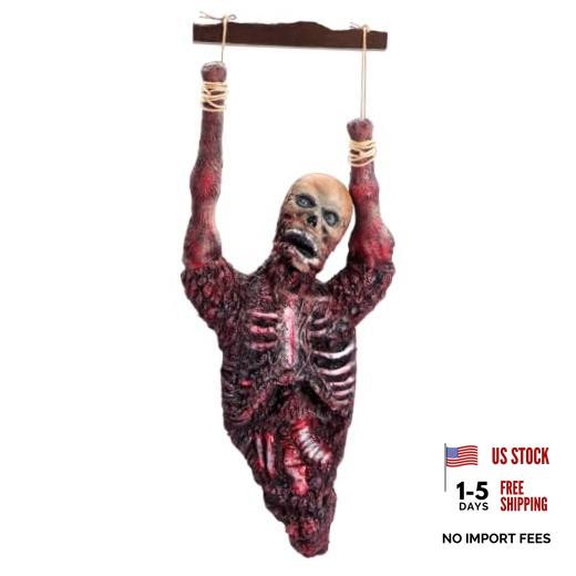 Halloween Bloody Half Body Hanging Skeleton Corpse Haunted Prop
