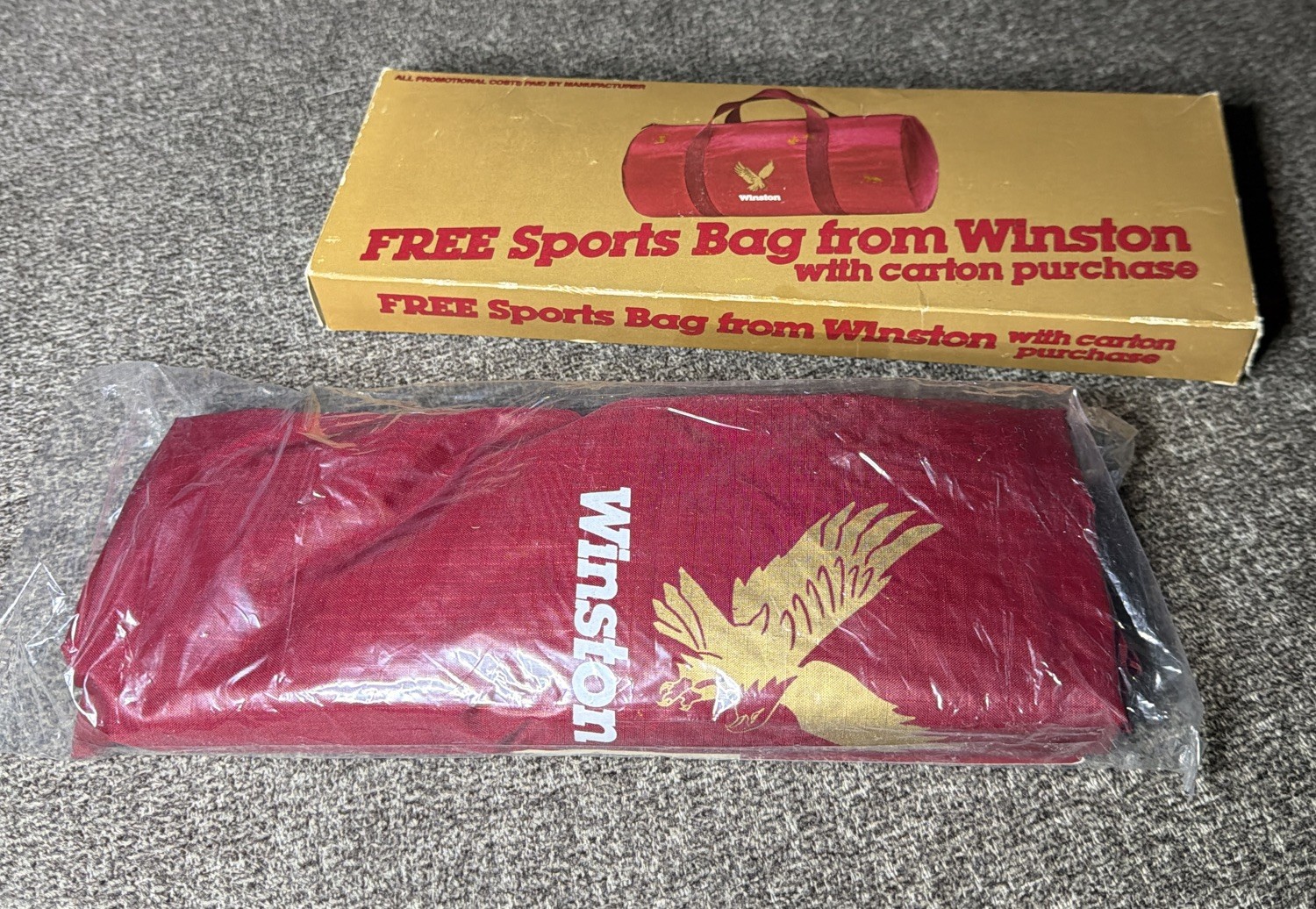 Winston Cigarettes Red And Yellow Eagle Collapsible Duffle Bag Vintage