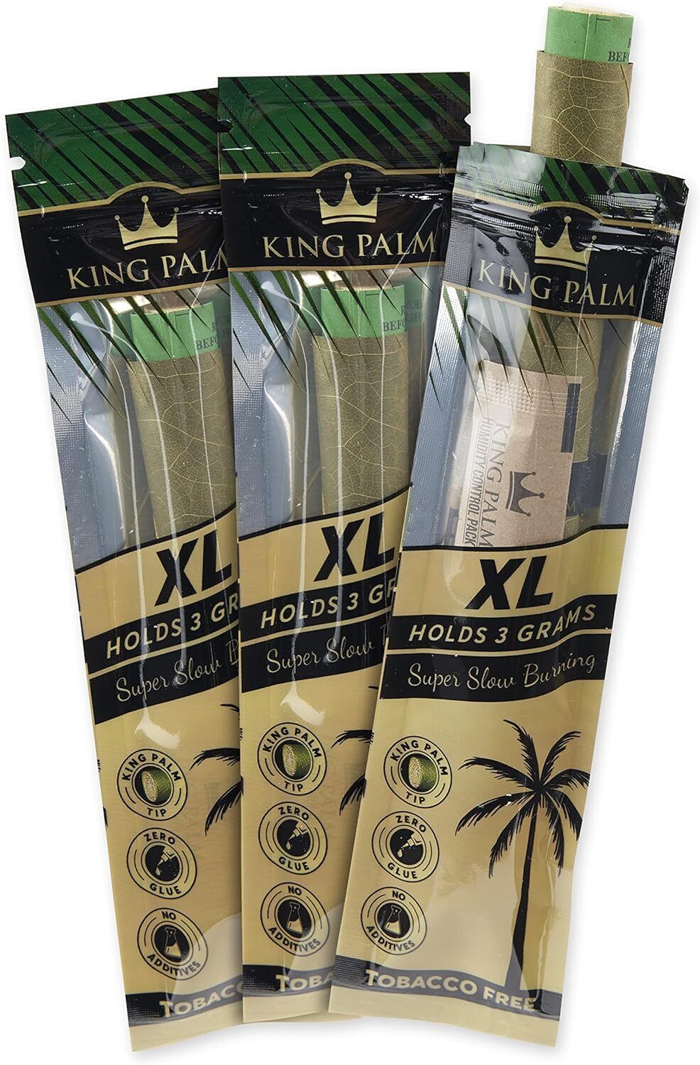 King Palm | XL Size | Natural | Prerolled Palm Leafs | 3 Packs, 1 Roll per Pack