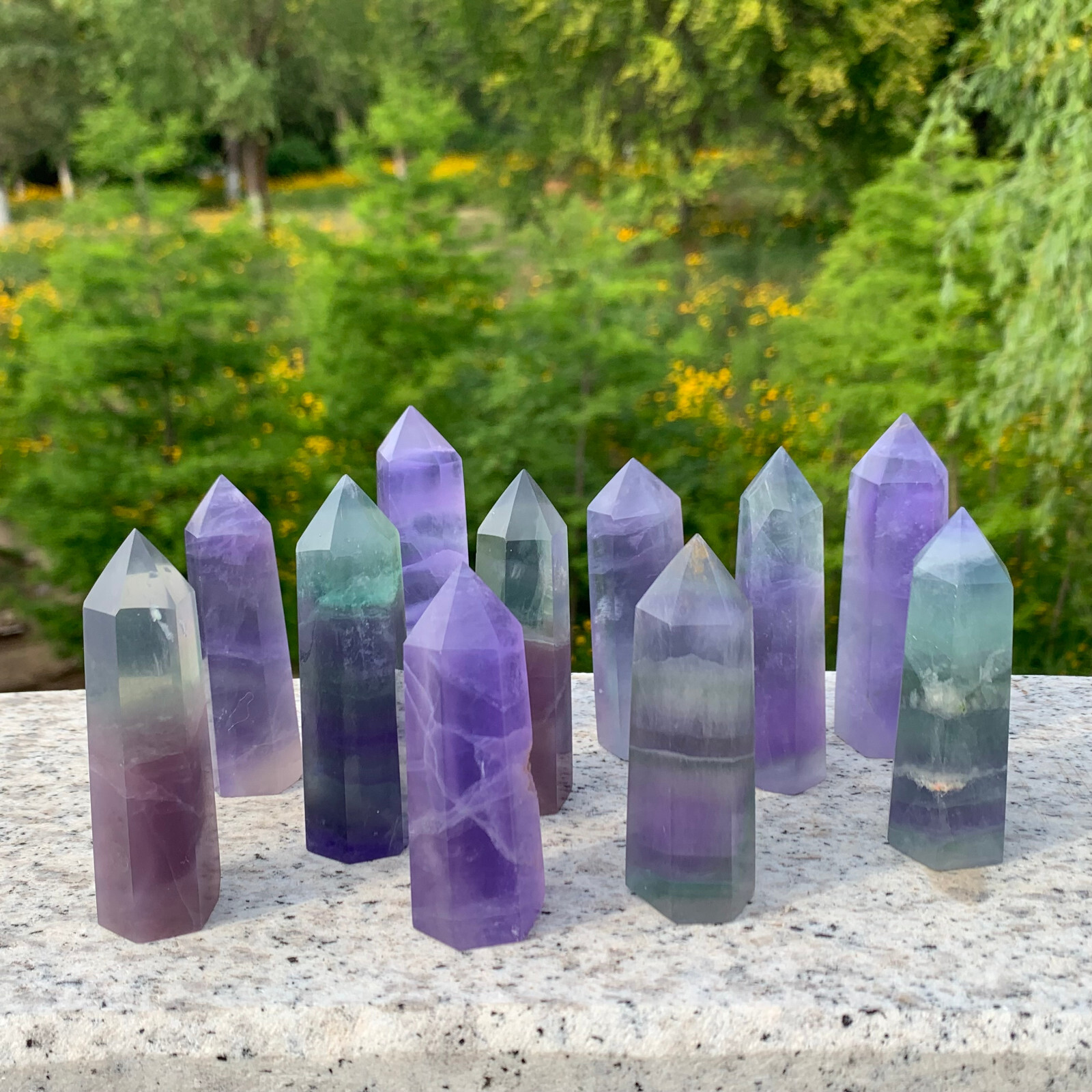 Wholesale Lot 2.2LB Natural Fluorite Quartz Obelisk Tower Point Crystal Healing