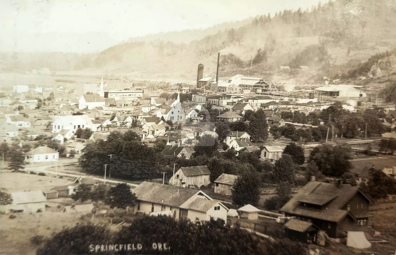Springfield OR Oregon Aerial City View RPPC Photo Postcard COPY