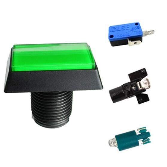 30*50mm Arcade Square Rectangle Buttons LED Push Illumilated W/ Microswitch A