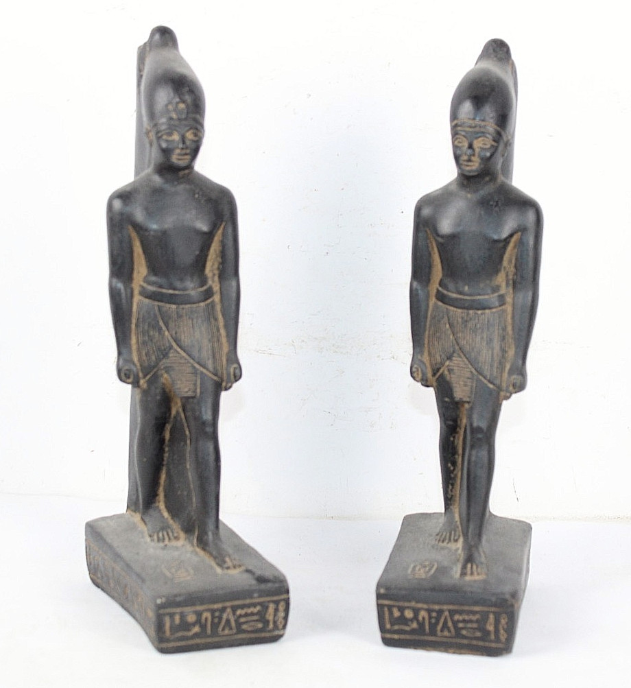 2 UNIQUE PHARAONIC ANCIENT EGYPTIAN KING Ramses II Stand Statues (WR)