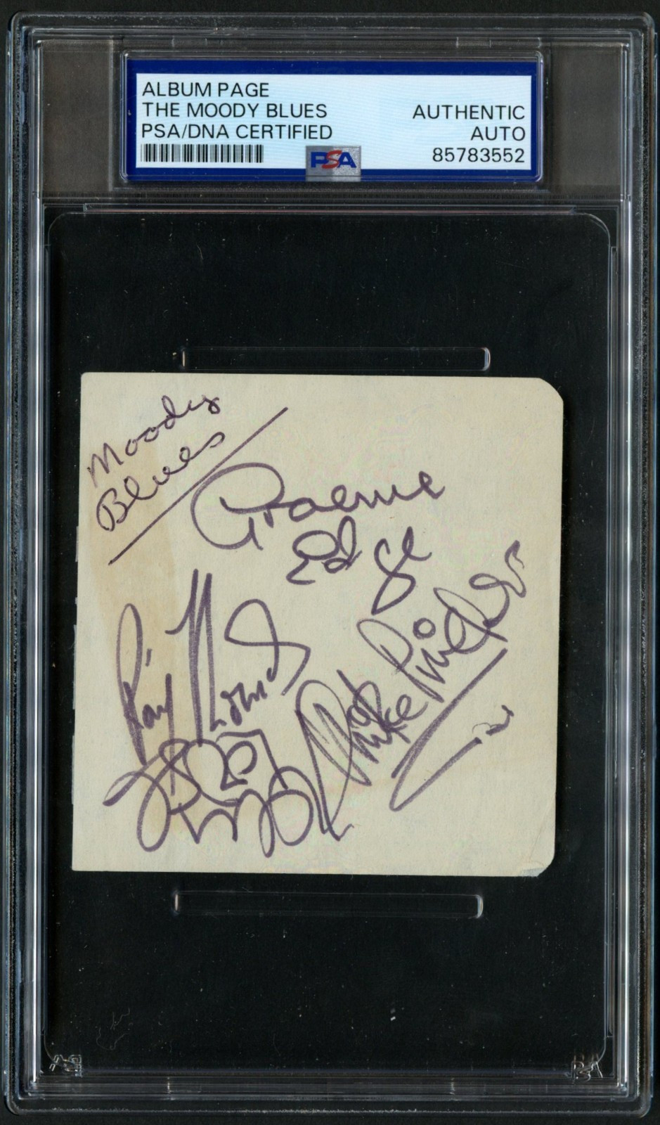 The Moody Blues signed autograph 3x3 cut English Rock Band PSA Slabbed