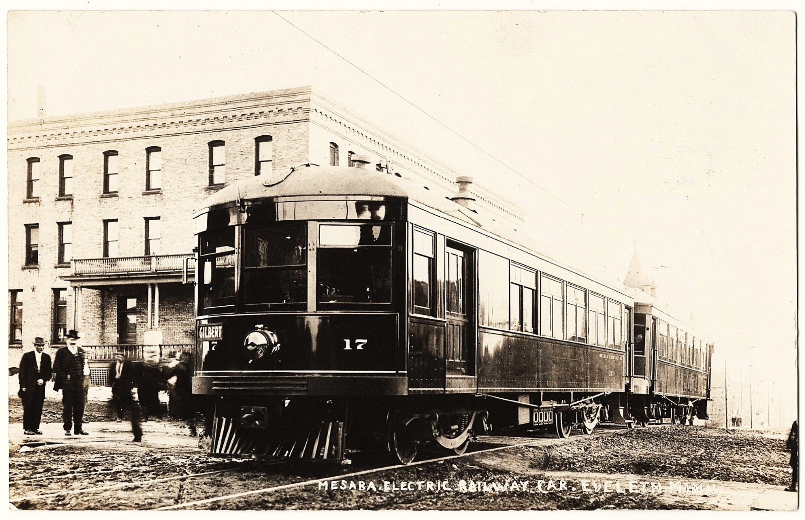 real photo Eveleth MN - Mesaba Electric Railway Car mailed 1913 antique pc RPPC