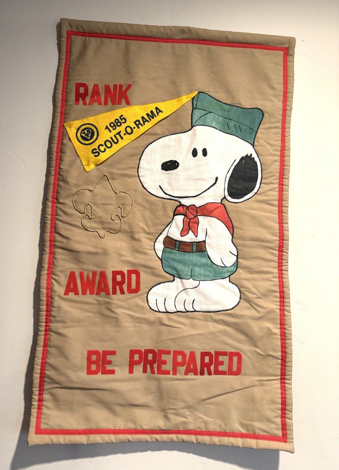 Vintage 1985 SCOUT-O-RAMA 21 x 35” Snoopy Banner