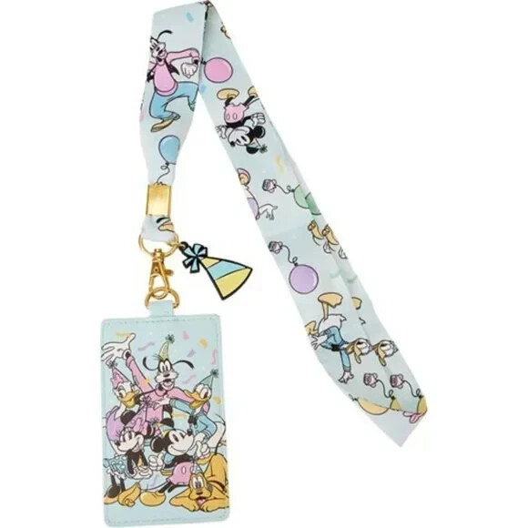 Loungefly Mickey Mouse and Friends Birthday Celebration Lanyard