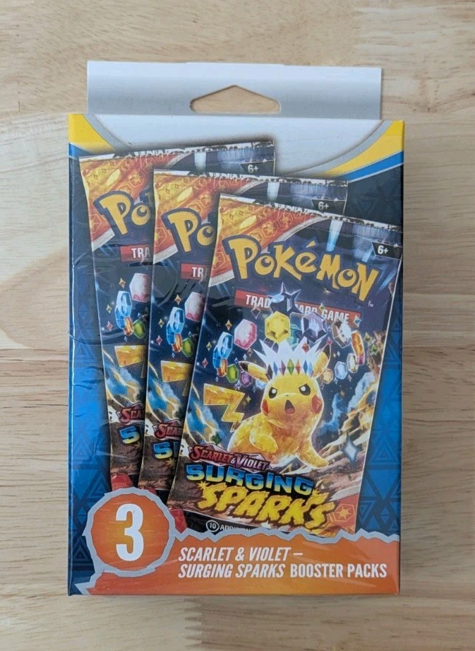 Pokemon Surging Sparks Hanger Box 3 Booster Packs Pikachu ex Factory Sealed New