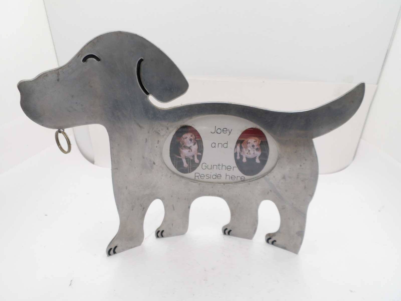 Vintage Connoisseur Silver Metal Dog Shaped Picture Frame