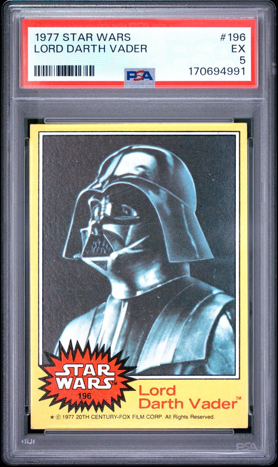 1977 Star Wars #196 Lord Darth Vader PSA 5 1977 Star Wars #196 Lord Darth Vader PSA 5