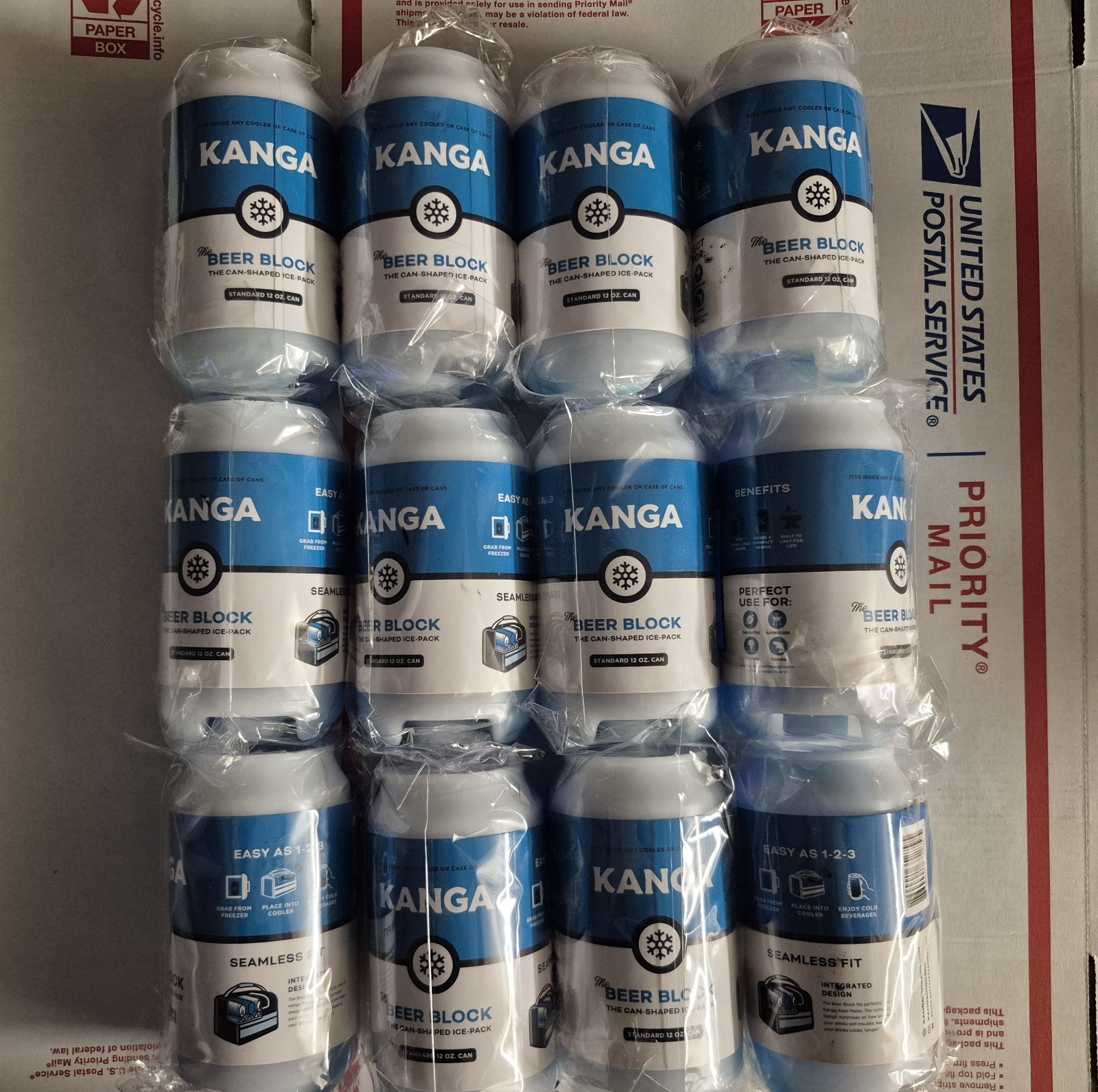 Kanga Beer Blocks Slim Can Shaped Ice Pack - Keep Drinks Cold for 9 Hours | Reus