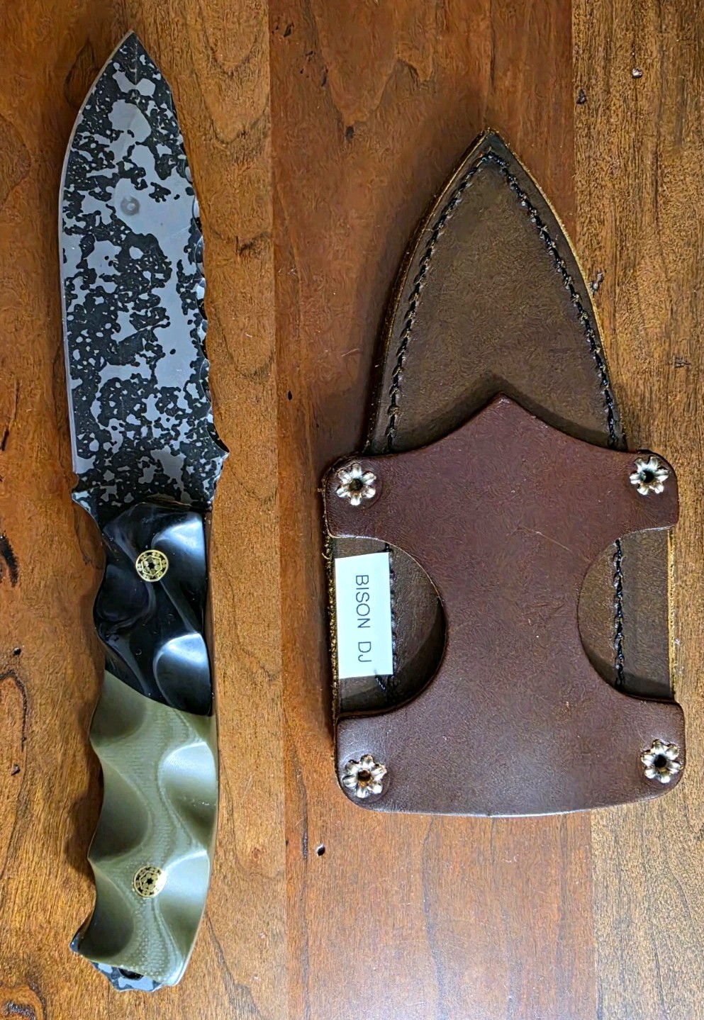 Half Face Blades DJ BISON /G10 Disaster JR. Acid Splash w/sheath  