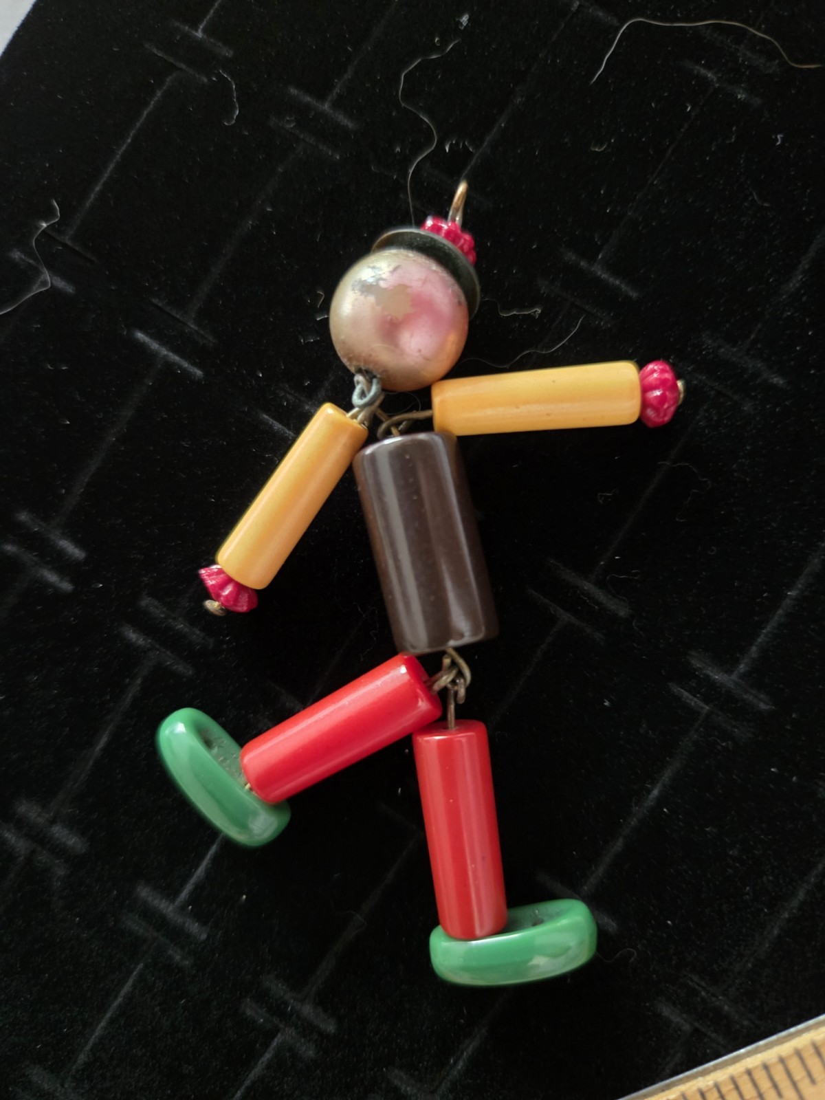 Antique 1930's 40's Bakelite Tykie Toys Clown Figurine Vintage Crib Toy Teether