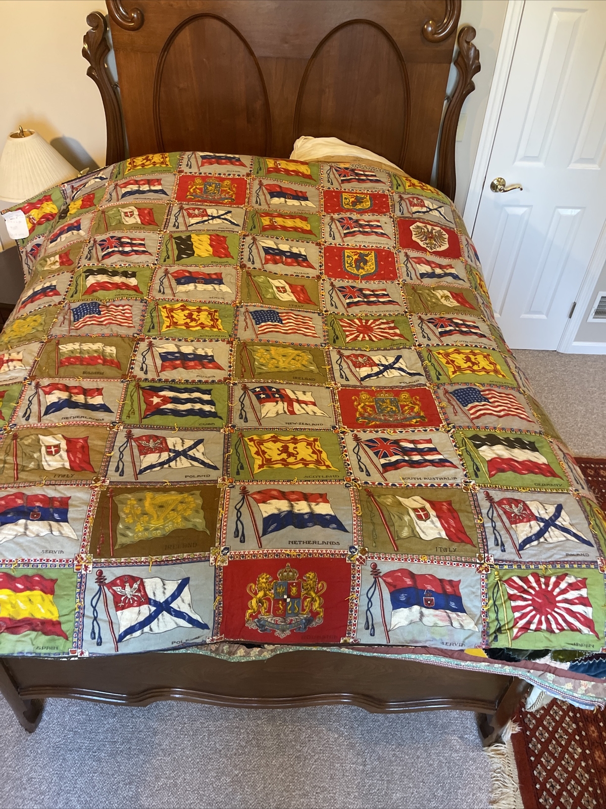 vintage handmade quilt Flags approximately 79 x 66’￼ early 1900s Easton PA