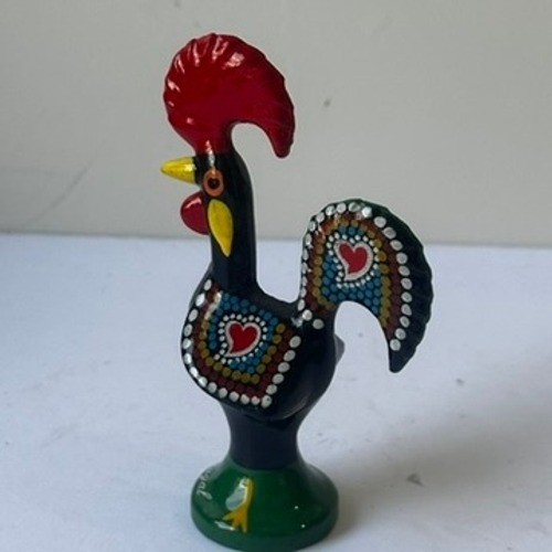 Vintage Hand-Painted Portugal Rooster of Barcelos Good Luck Folk Art 3.5\