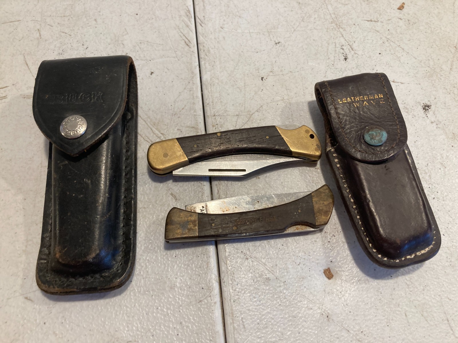 Lot of 2 Vintage Folding Lockback Knives PUMA 965 Deer Hunter West Germany & Oth