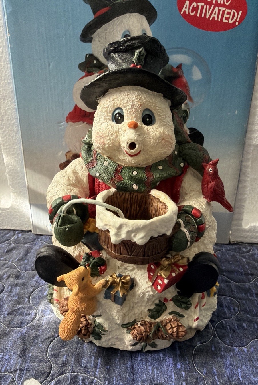 RARE Vintage 1990s Gift Innovations Resin Musical Snowman Bubble Blower NIB